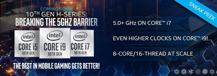 Intel announces Comet Lake-H mobile processors 8 cores, 16 threads and a frequency above 5.0 GHz for the Core i7 model.