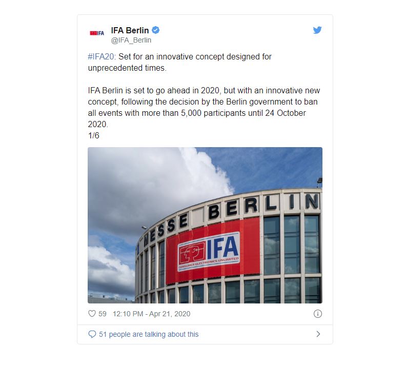 IFA was canceled for the first time since World War II