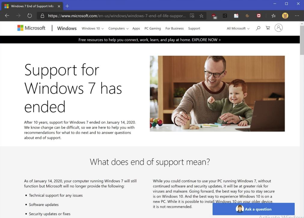 Microsoft confirms that new Edge browser will no longer support Win7 next year