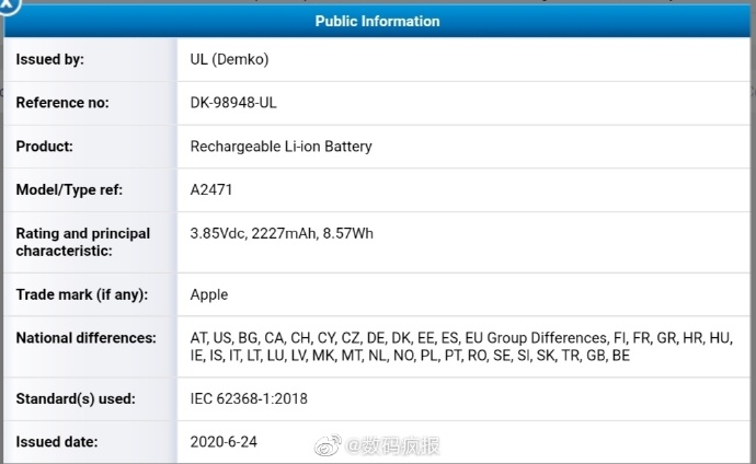 Iphone 12 battery information